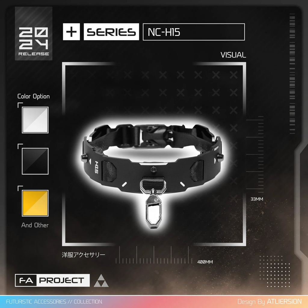 Armored Choker collar necklace with Snaphook Futuristic Mecha NC-H15