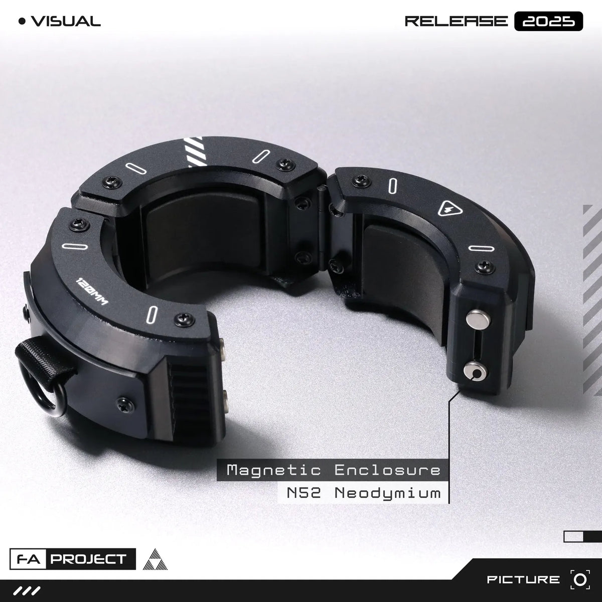 Armored Dual LED Cuff Bracelet Wrist Shackles Magnetic Enclosure LOC-312 [BLACK]