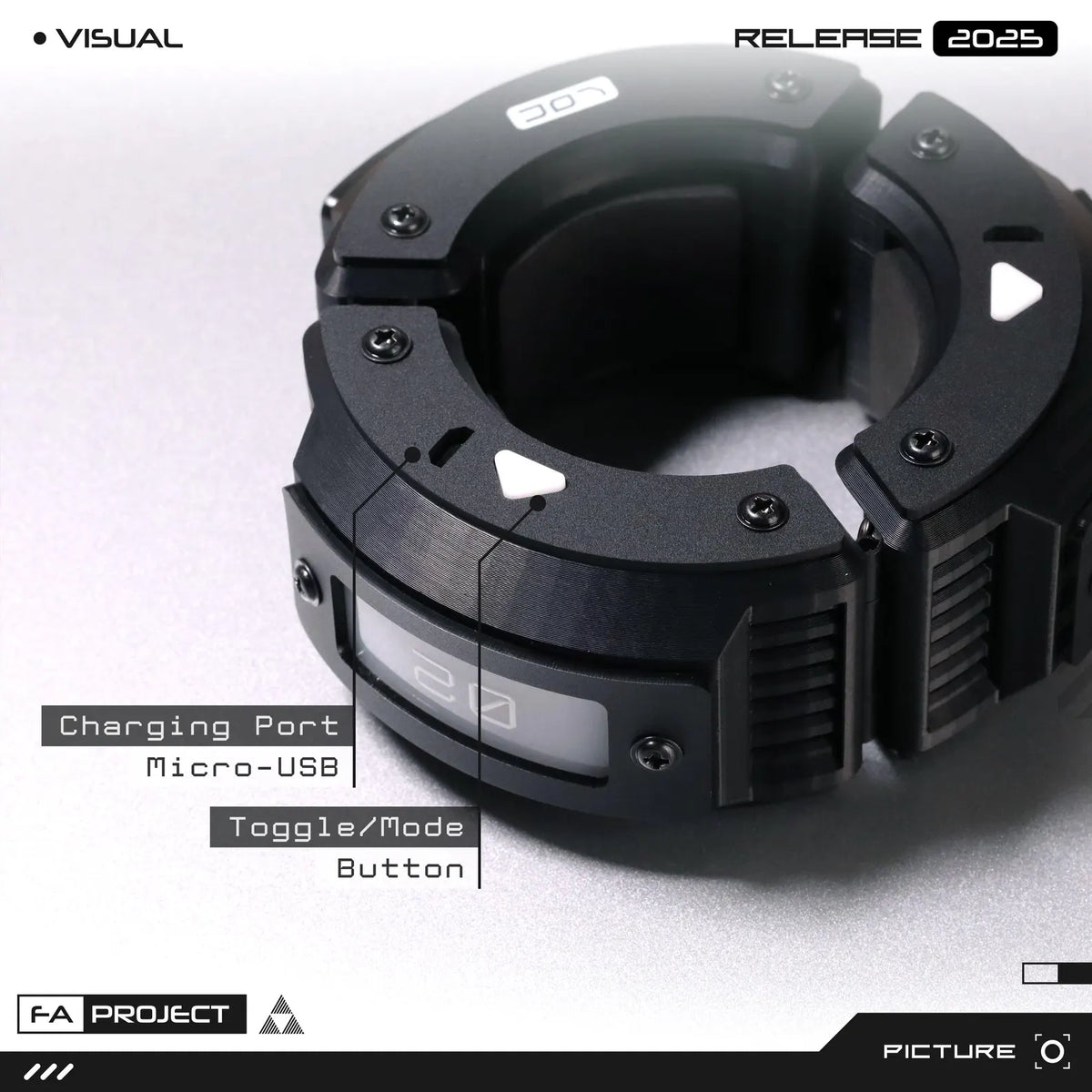 Armored Dual LED Cuff Bracelet Wrist Shackles Magnetic Enclosure LOC-312 [BLACK]