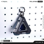 Futuristic Armored Mini Storage EDC Keychain - SD Card & Key Compartment Triangular Translucent Dual panel Dark Display Sliding Enclosure
