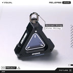 Futuristic Armored Mini Storage EDC Keychain - SD Card & Key Compartment Triangular Translucent Dual panel Dark Display Sliding Enclosure