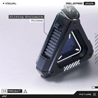 Futuristic Armored Mini Storage EDC Keychain - SD Card & Key Compartment Triangular Translucent Dual panel Dark Display Sliding Enclosure
