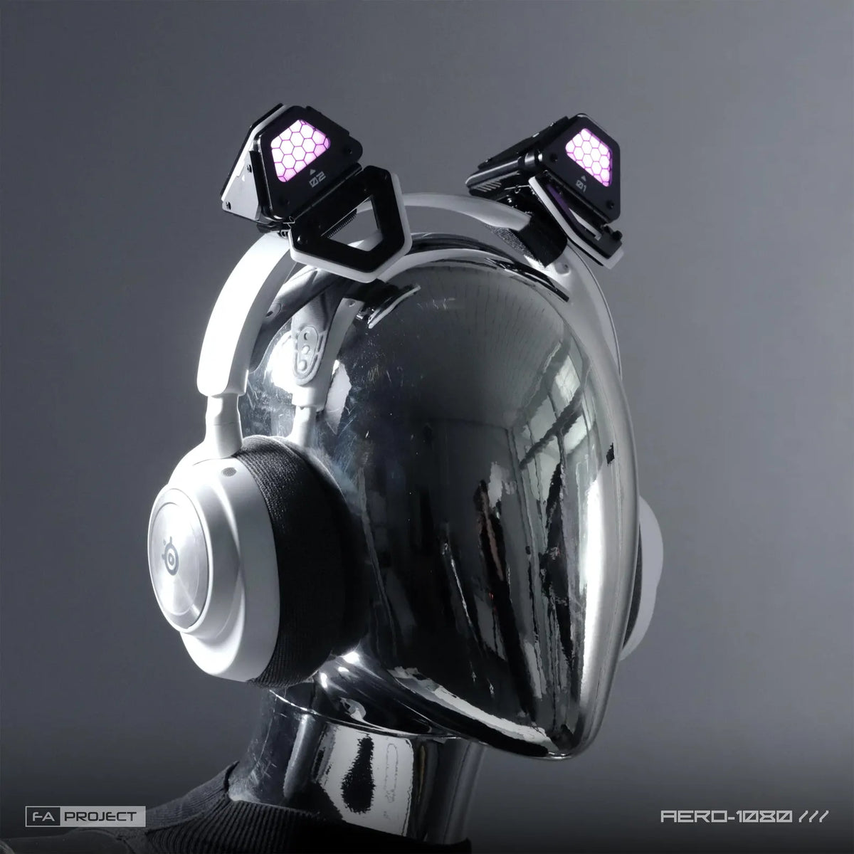 Multicolor LED Mecha Ears Headband Attachment with Infrared Remote Control | Futuristic Mecha Style Headwear Accessories